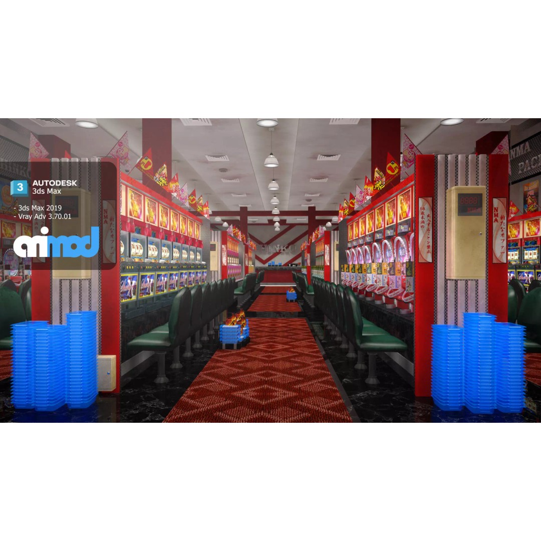 Pachinko Game Center 3D Model – High Poly Textured Asset, FBX - View 2