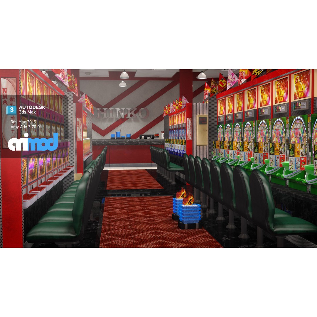 Pachinko Game Center 3D Model – High Poly Textured Asset, FBX - View 4
