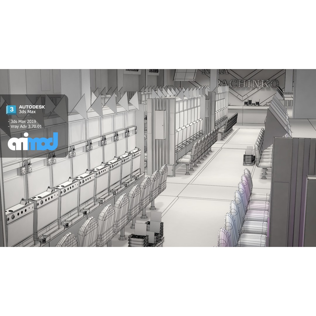 Pachinko Game Center 3D Model – High Poly Textured Asset, FBX - View 8