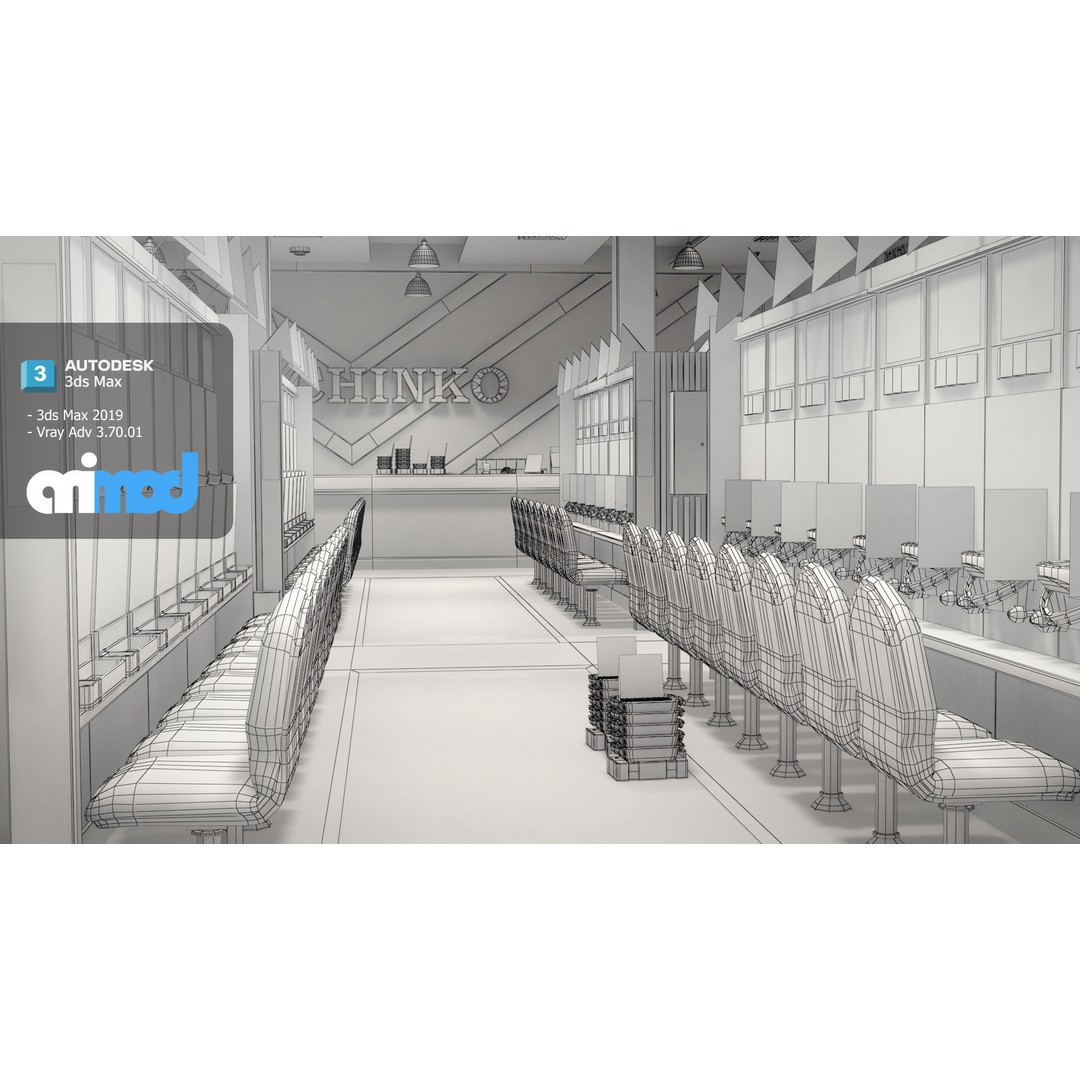 Pachinko Game Center 3D Model – High Poly Textured Asset, FBX - View 9