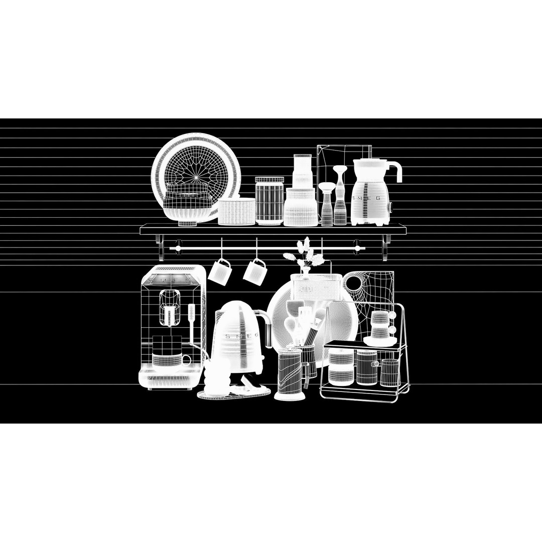 Kitchen Accessories 3D Model – Fully Textured Scene for Interior Design