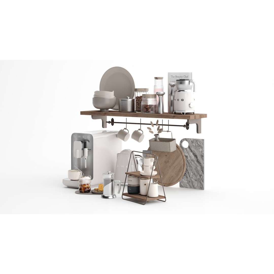 Kitchen Accessories 3D Model – Fully Textured Scene for Interior Design - View 11