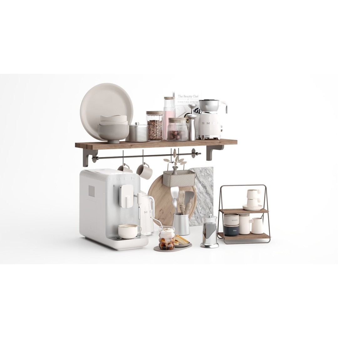 Kitchen Accessories 3D Model – Fully Textured Scene for Interior Design - View 3