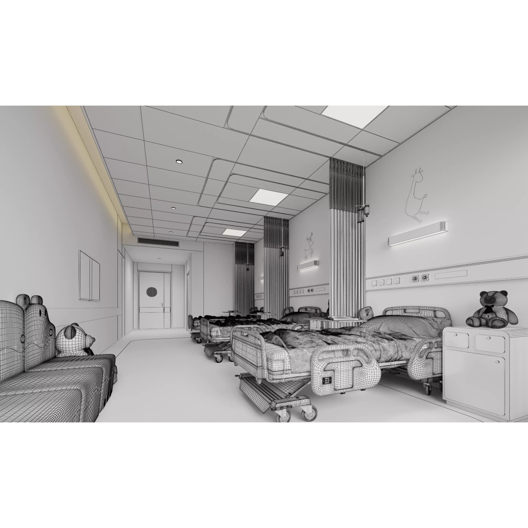 Pediatric Hospital Ward 3D Model – Modern Interior with PBR Textures - View 12