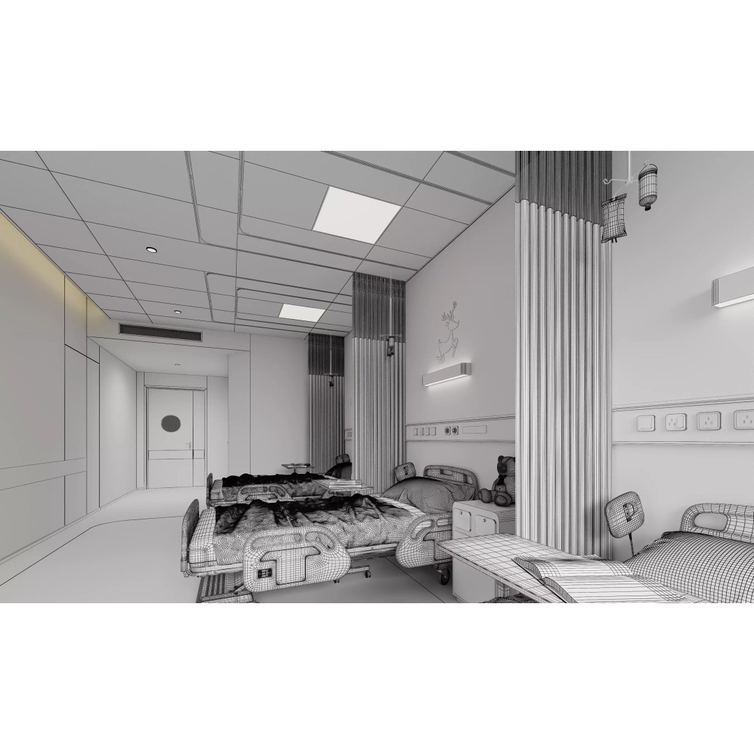 Pediatric Hospital Ward 3D Model – Modern Interior with PBR Textures - View 13