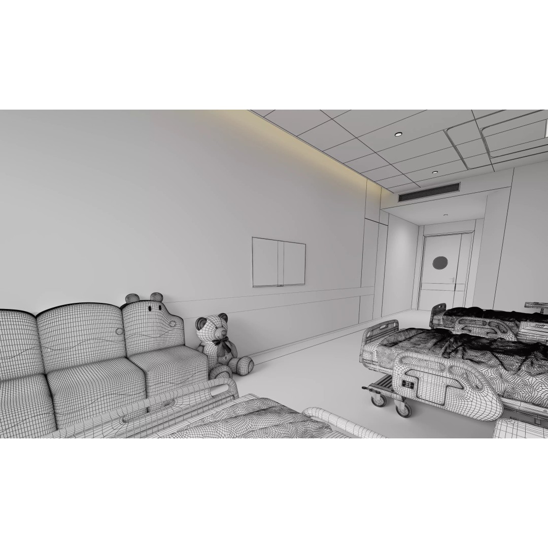 Pediatric Hospital Ward 3D Model – Modern Interior with PBR Textures - View 16