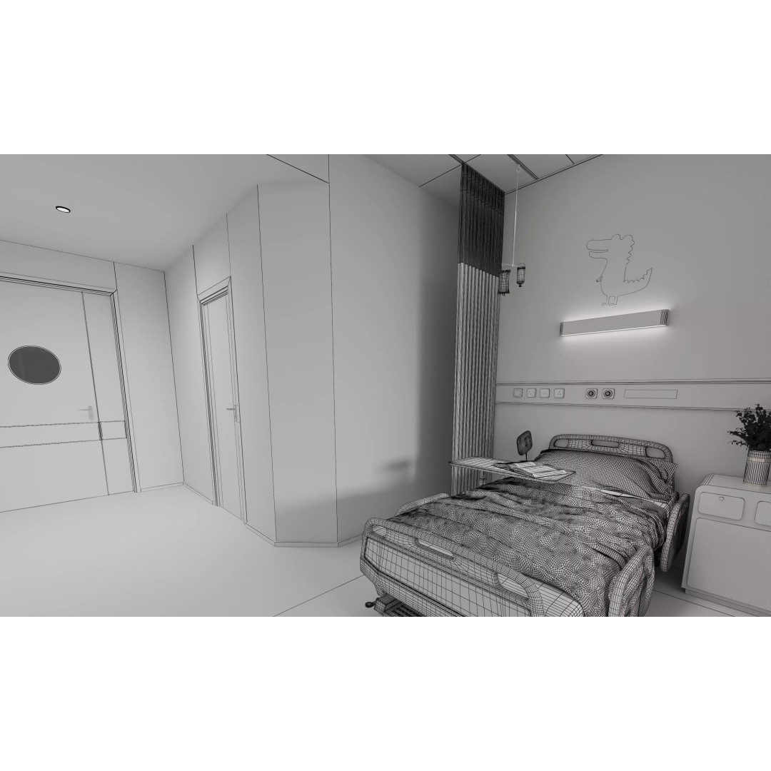 Pediatric Hospital Ward 3D Model – Modern Interior with PBR Textures - View 18