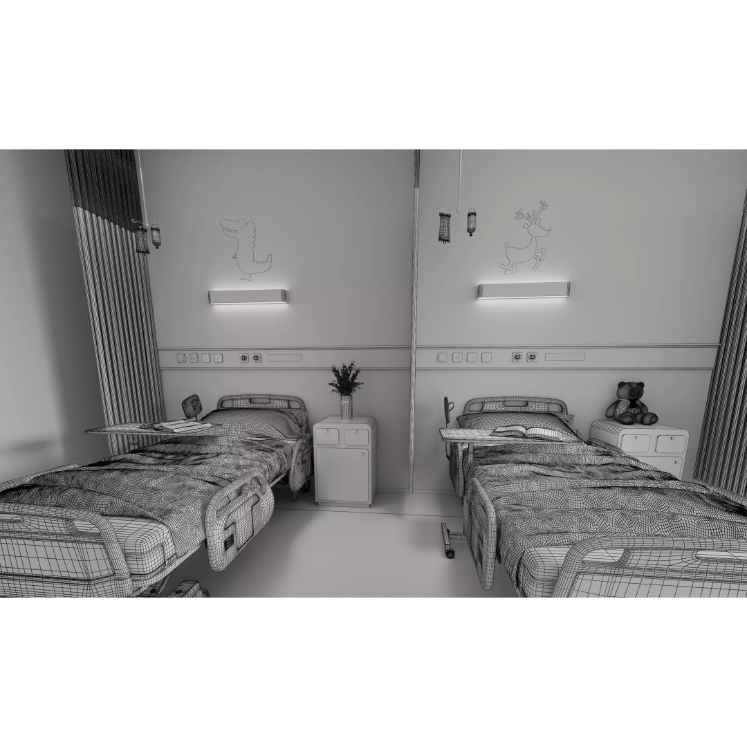 Pediatric Hospital Ward 3D Model – Modern Interior with PBR Textures - View 19
