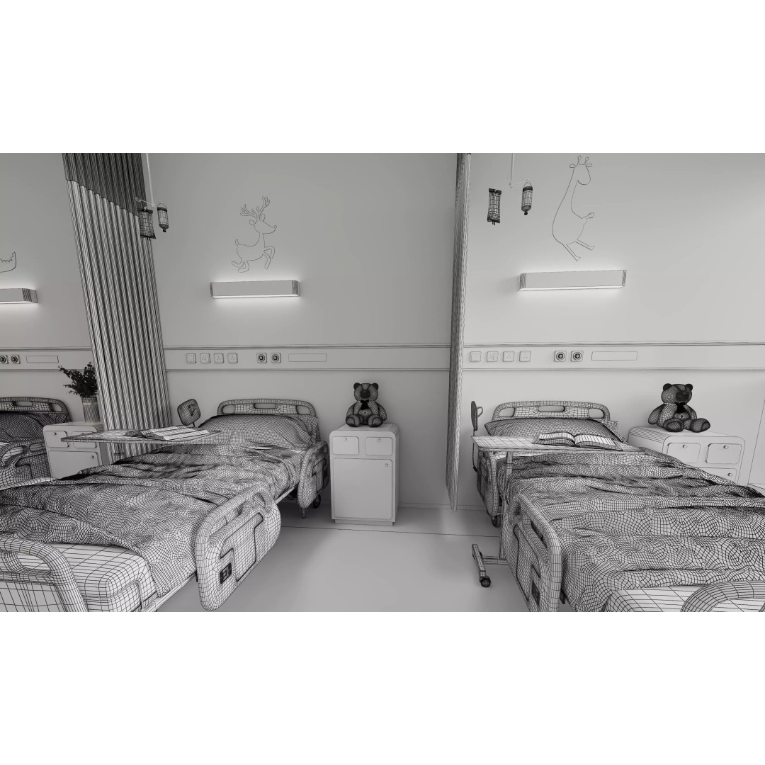 Pediatric Hospital Ward 3D Model – Modern Interior with PBR Textures - View 20