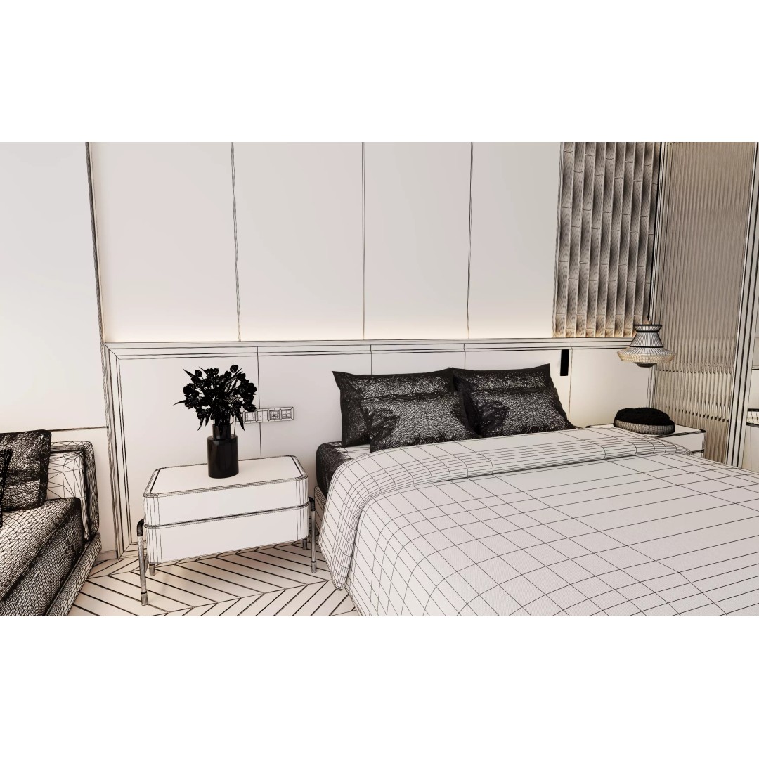 Luxury Hotel Suite 3D Model – Modern Minimalist Design, V-Ray - View 10