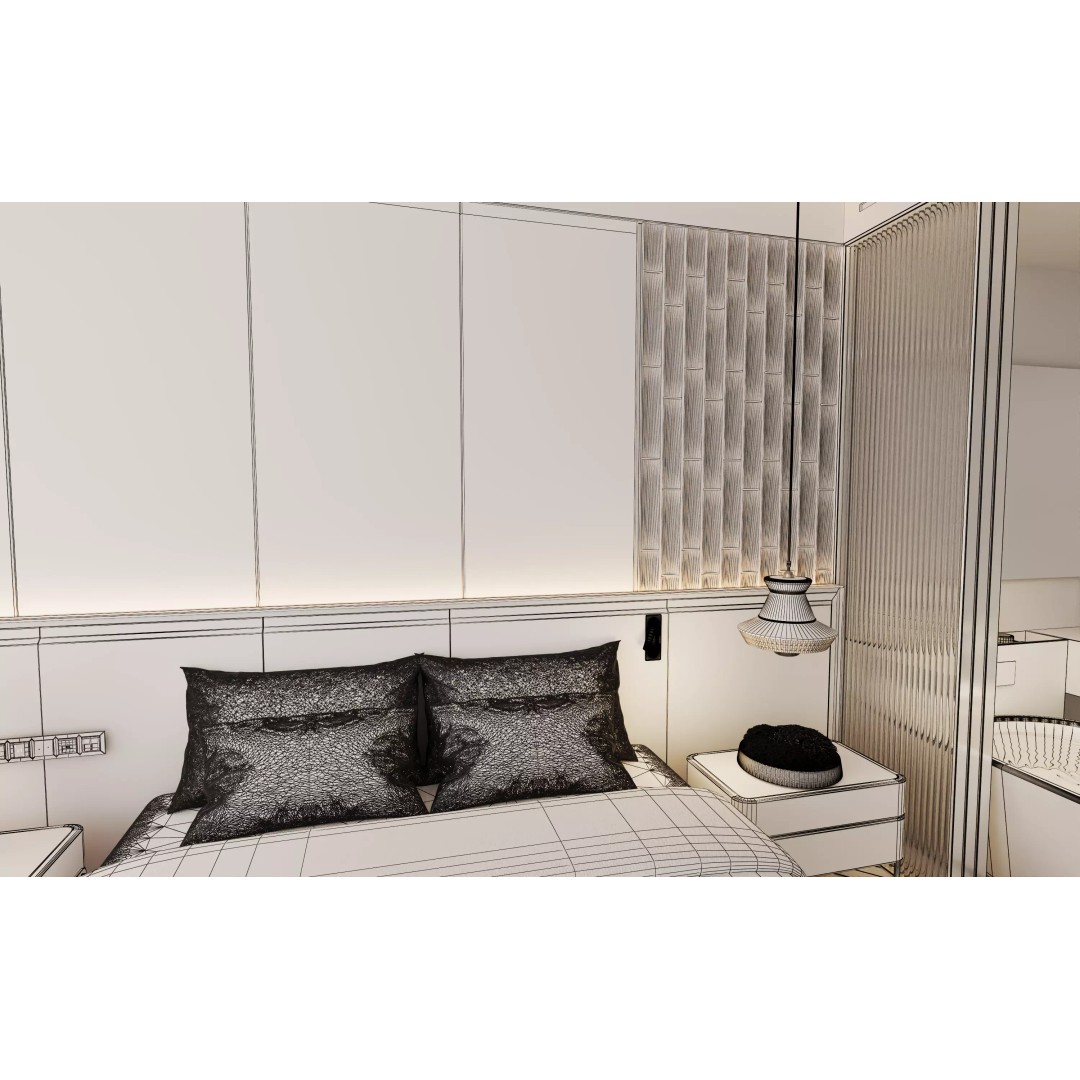 Luxury Hotel Suite 3D Model – Modern Minimalist Design, V-Ray - View 13
