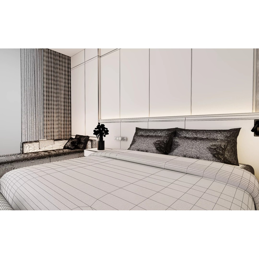 Luxury Hotel Suite 3D Model – Modern Minimalist Design, V-Ray - View 9