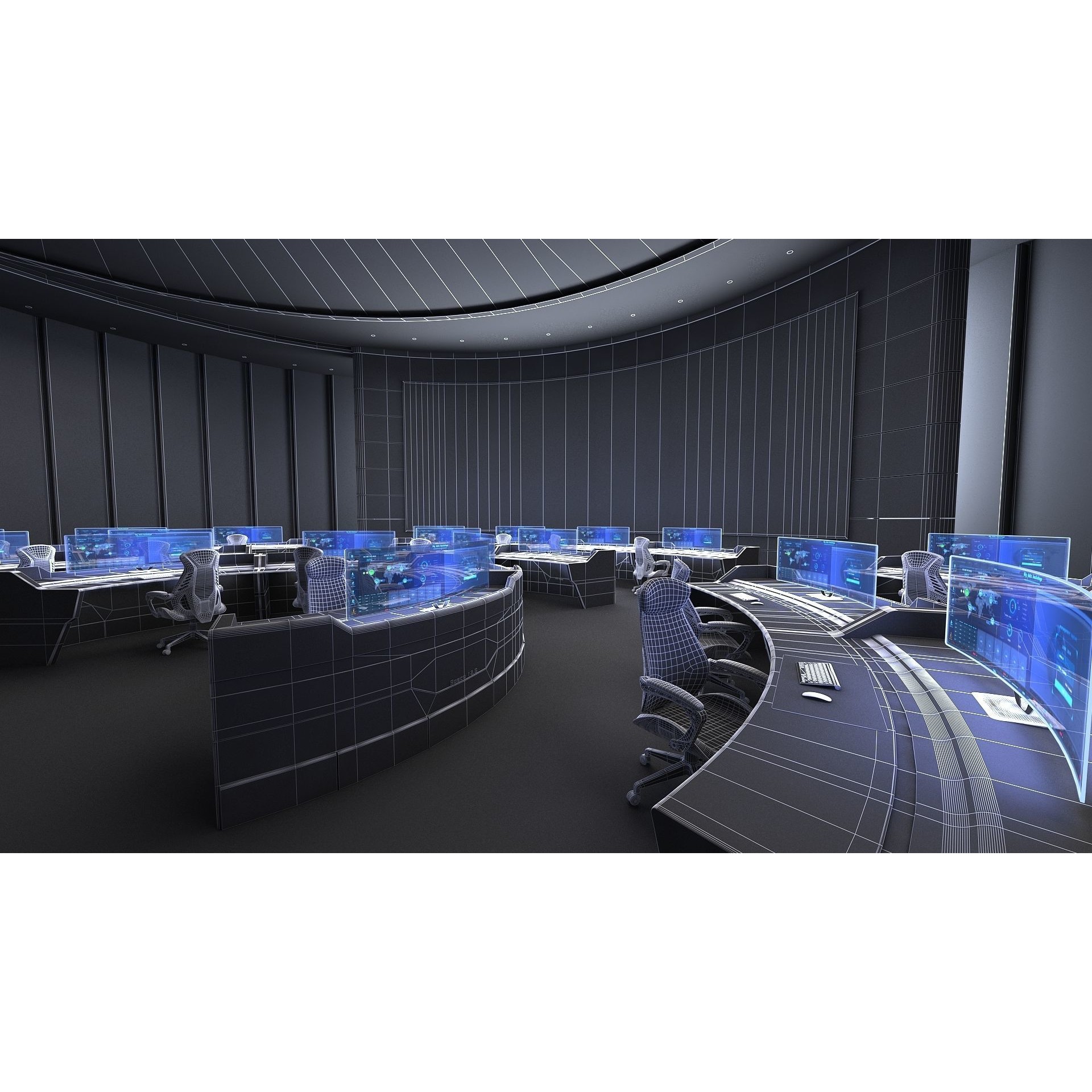 Futuristic Control Center - Architectural 3D Model