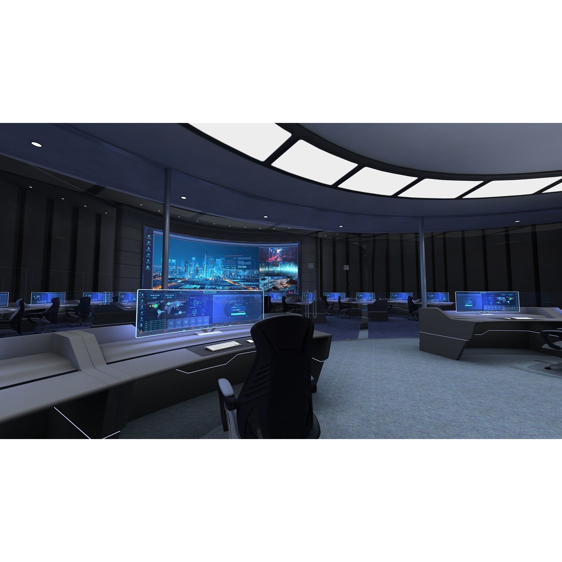 Futuristic Control Center - Architectural 3D Model - View 10