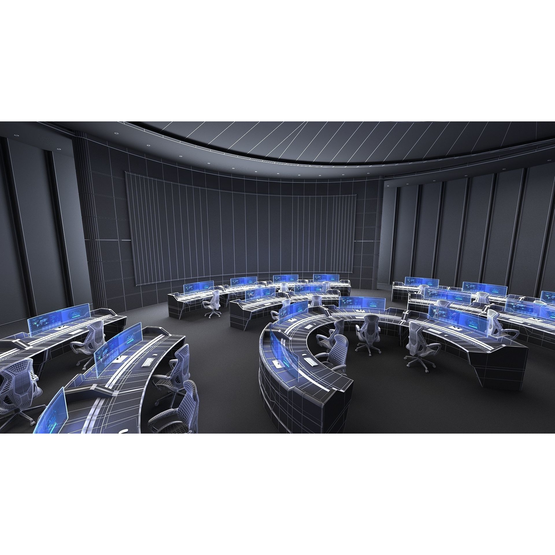 Futuristic Control Center - Architectural 3D Model - View 15