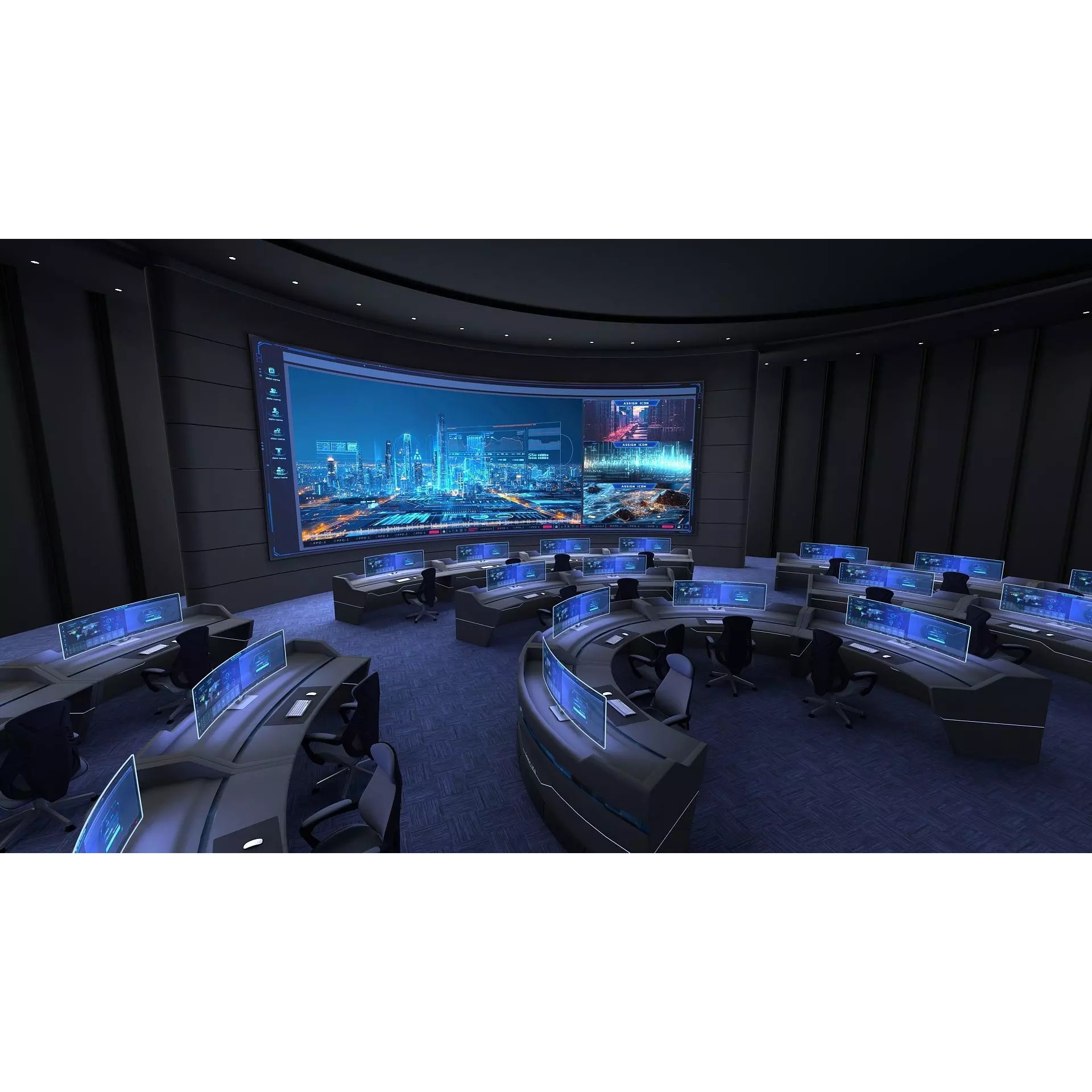 Futuristic Control Center - Architectural 3D Model - View 2