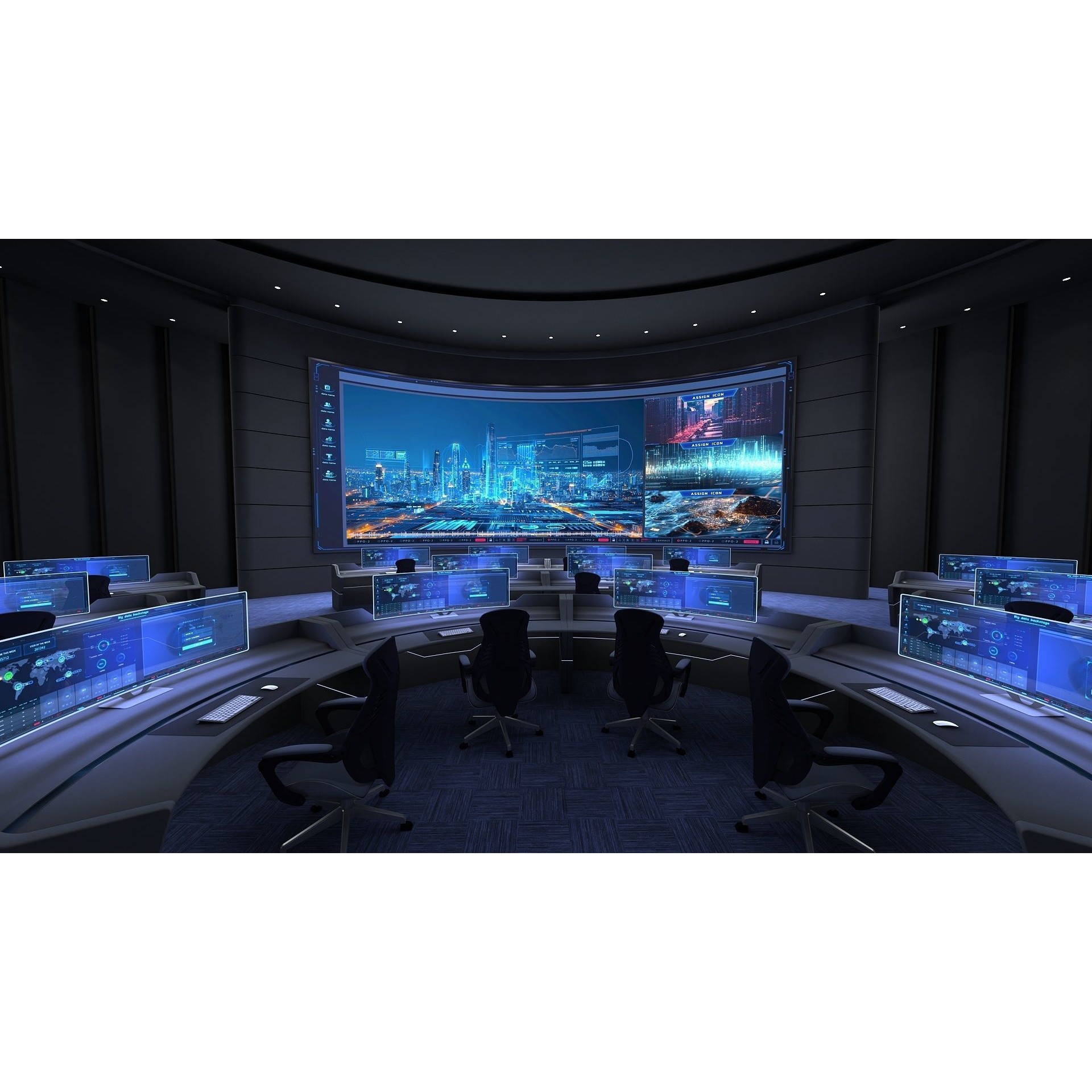 Futuristic Control Center - Architectural 3D Model - View 3