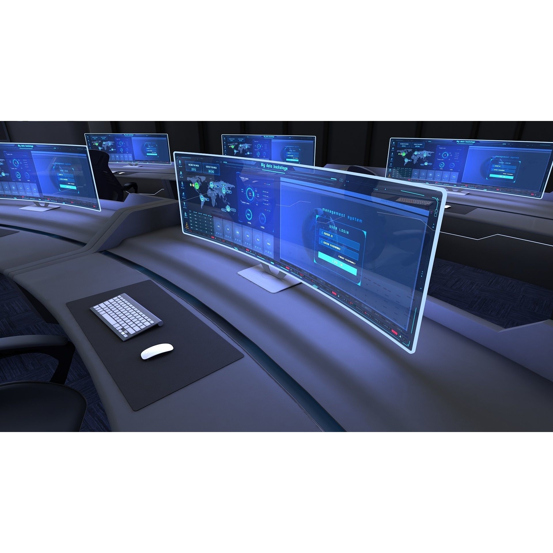Futuristic Control Center - Architectural 3D Model - View 5
