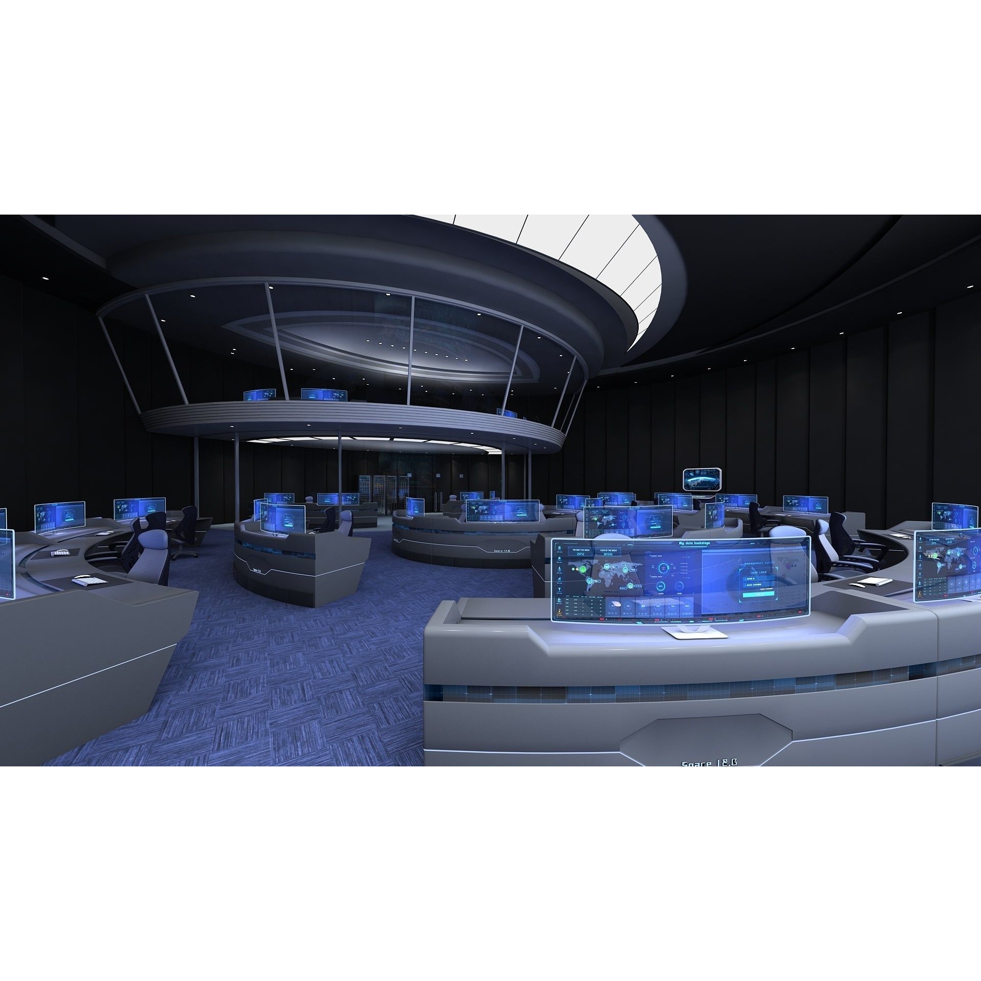 Futuristic Control Center - Architectural 3D Model - View 6