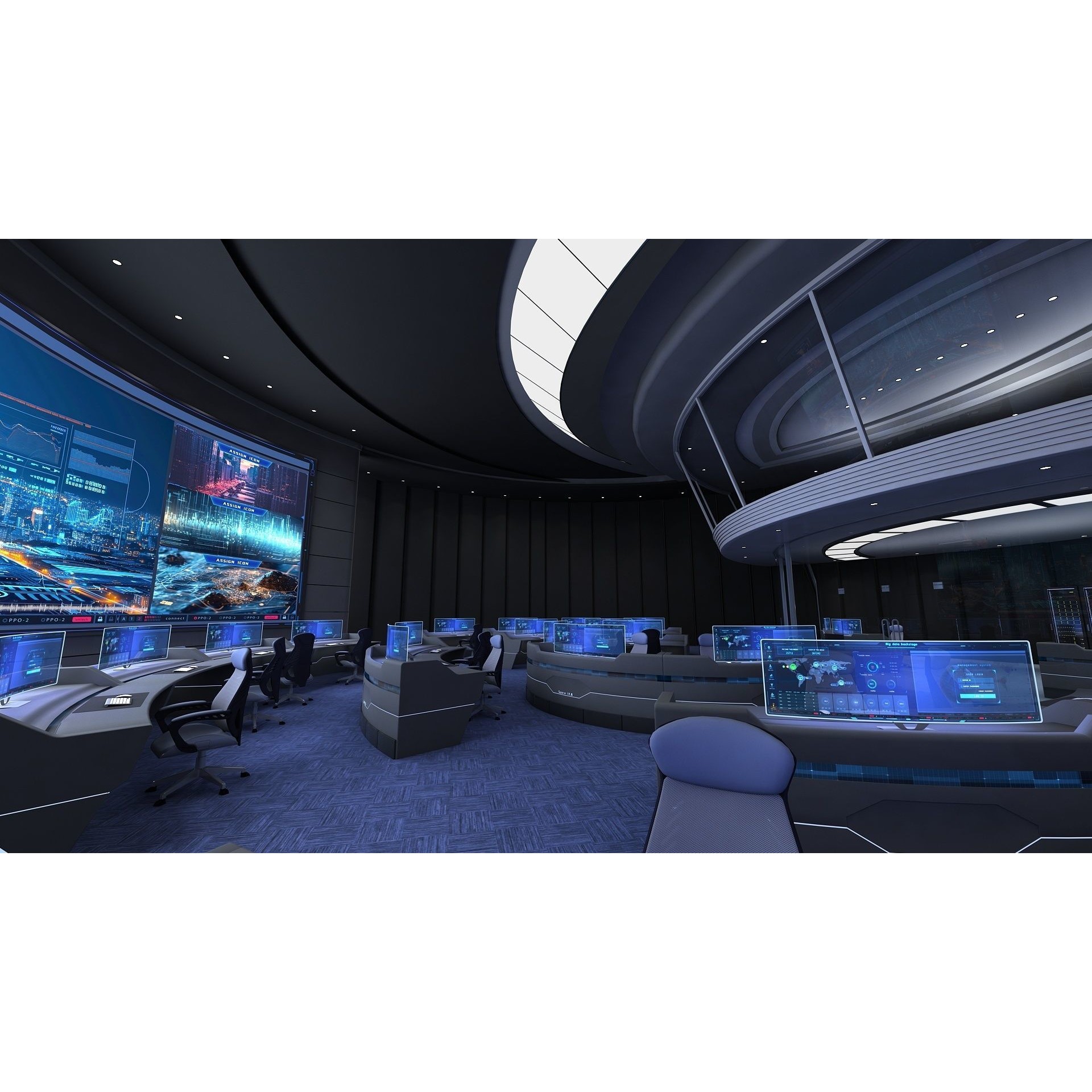 Futuristic Control Center - Architectural 3D Model - View 8