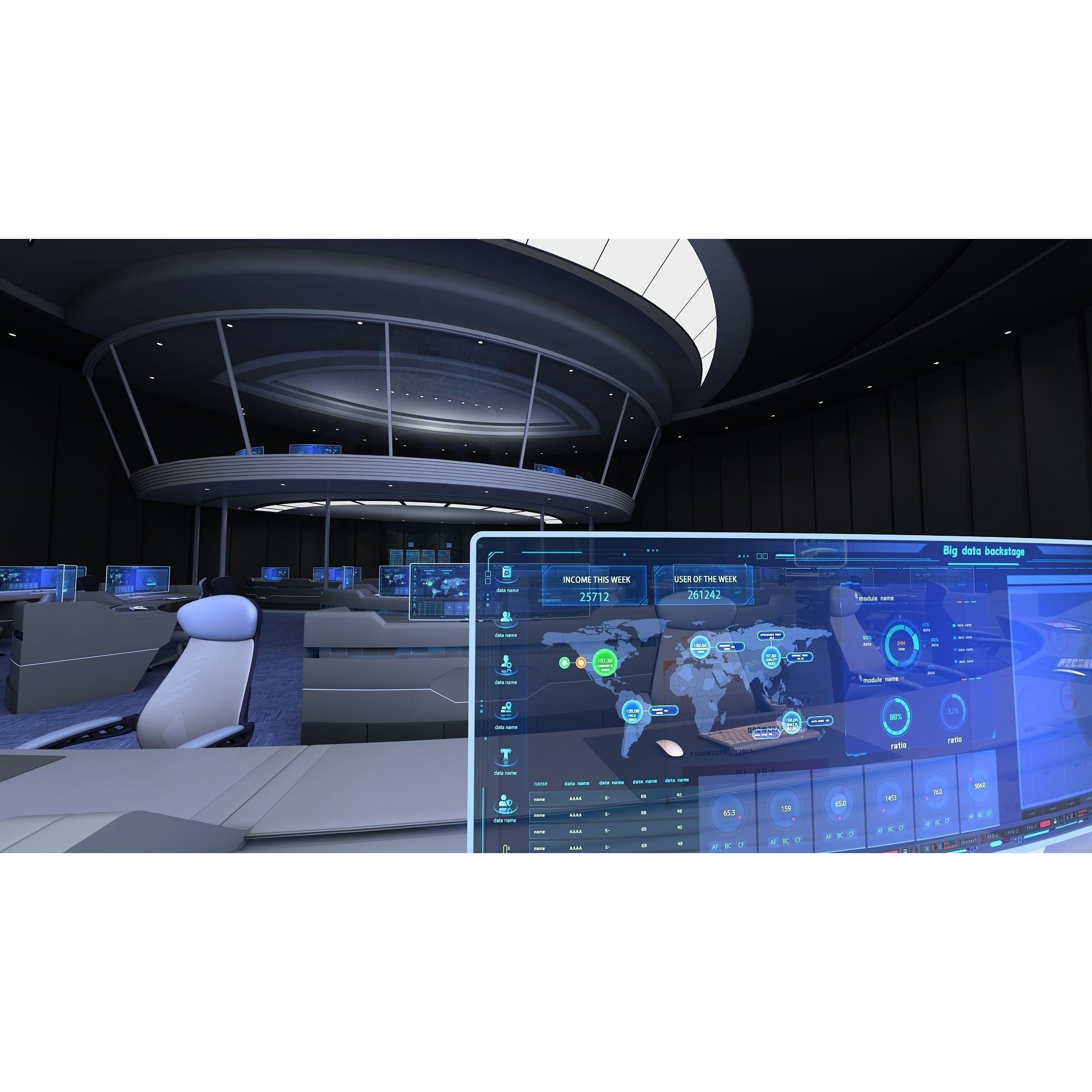 Futuristic Control Center - Architectural 3D Model - View 9