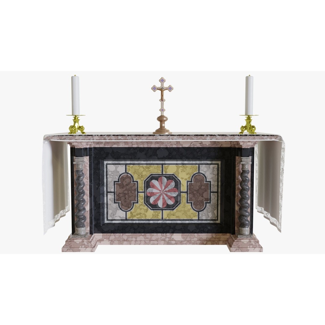 Church Assets 3D Model – PBR Textured Collection for Interior Use - View 11