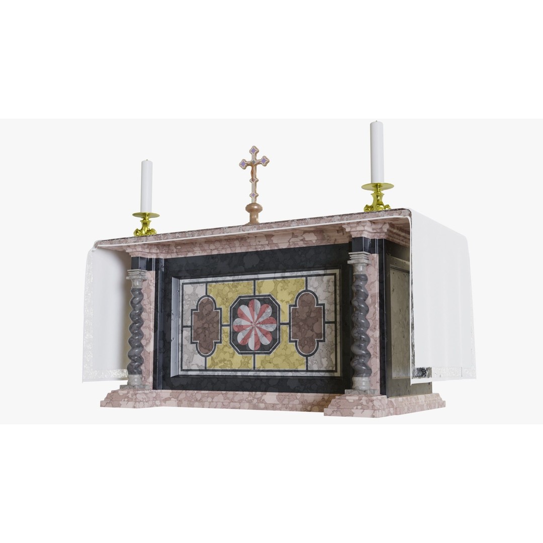 Church Assets 3D Model – PBR Textured Collection for Interior Use - View 12