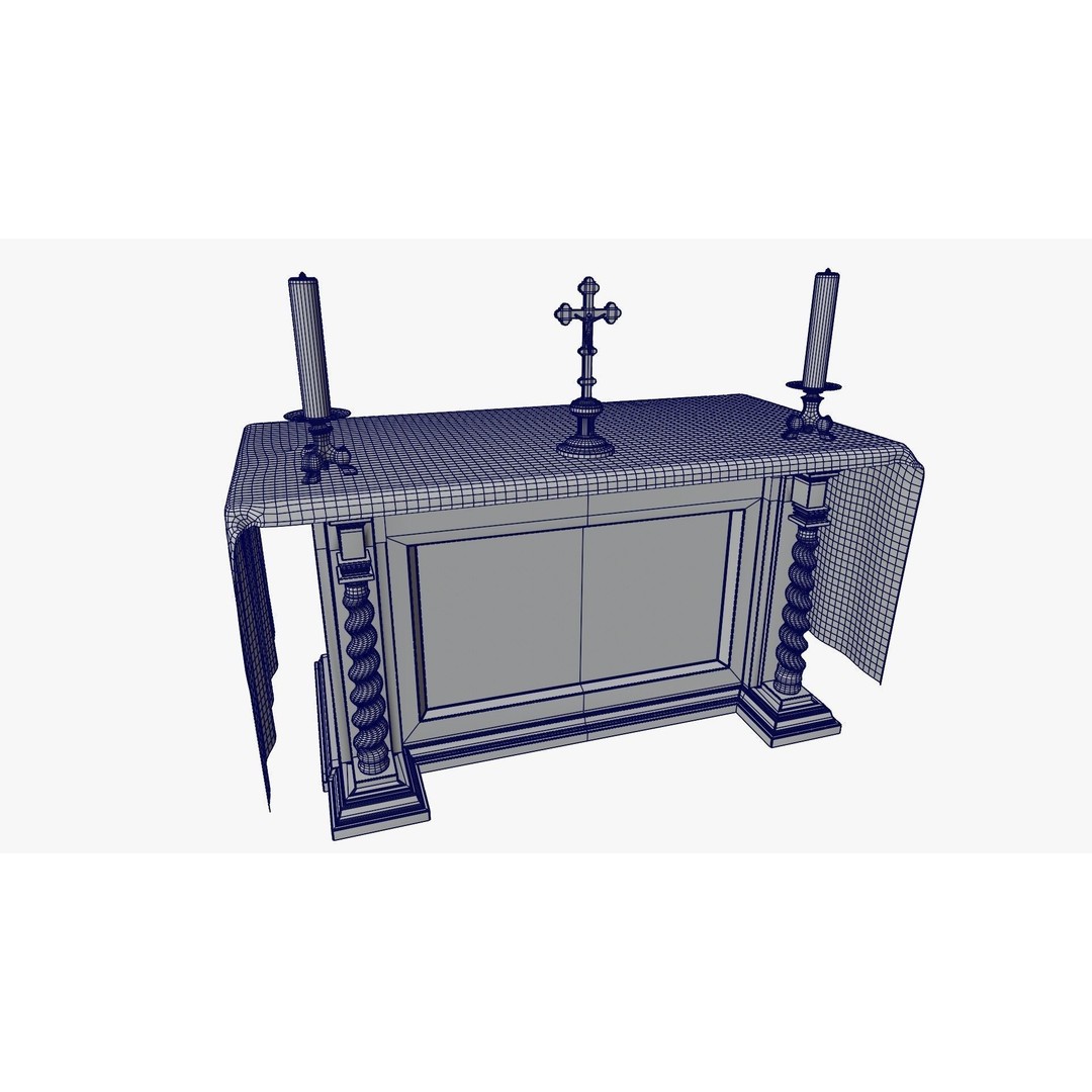 Church Assets 3D Model – PBR Textured Collection for Interior Use - View 24