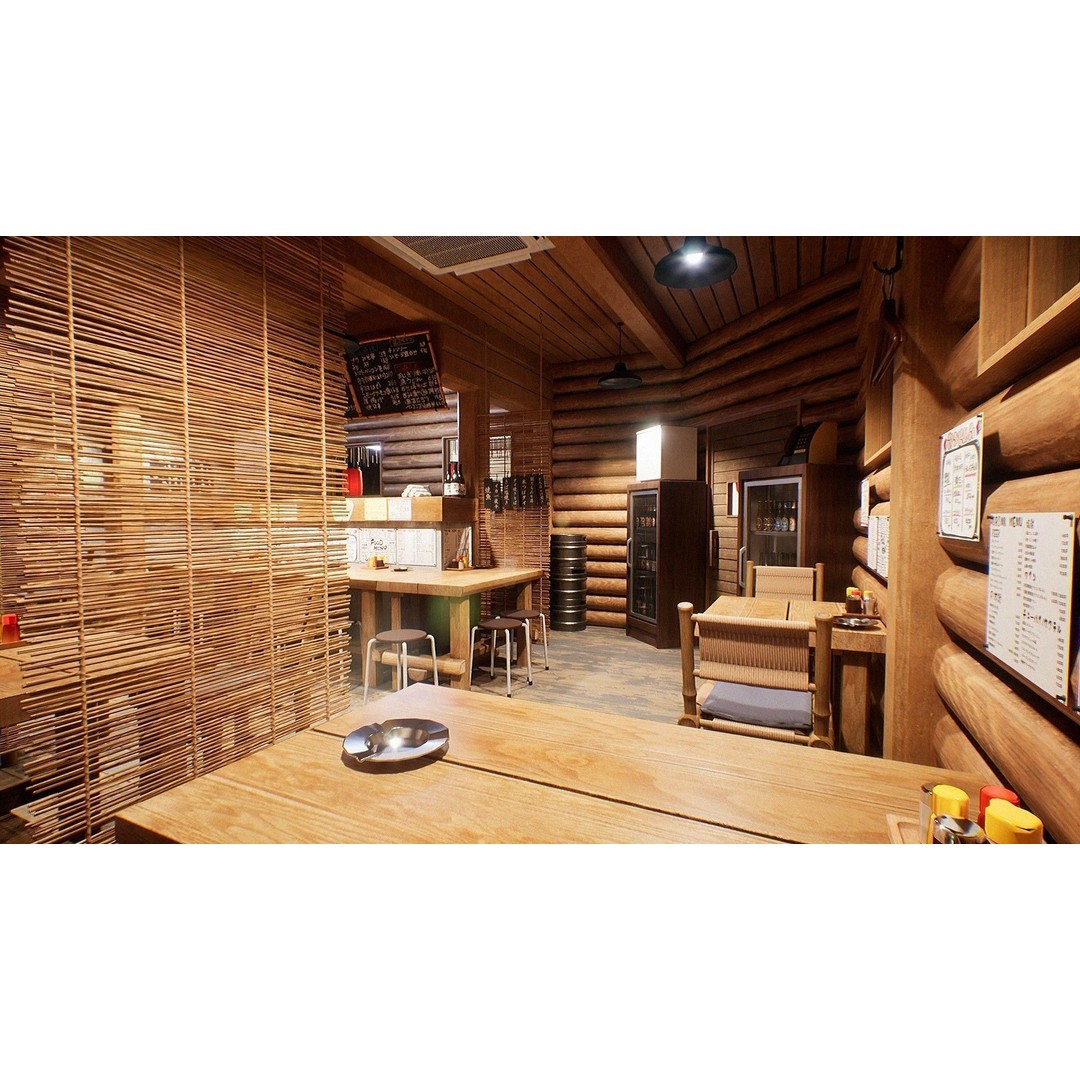 Japanese Izakaya Restaurant 3D Model – Low Poly Game Asset, PBR Textures - View 10