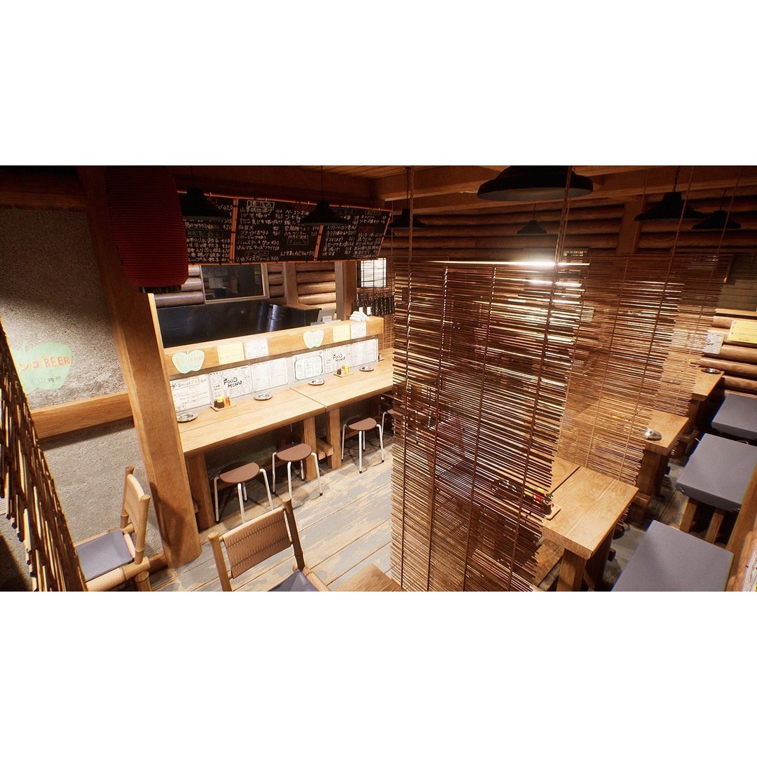 Japanese Izakaya Restaurant 3D Model – Low Poly Game Asset, PBR Textures - View 11