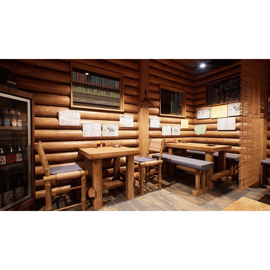 Japanese Izakaya Restaurant 3D Model – Low Poly Game Asset, PBR Textures - View 12