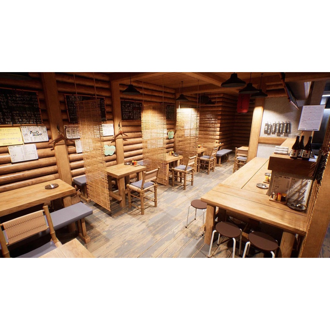 Japanese Izakaya Restaurant 3D Model – Low Poly Game Asset, PBR Textures - View 2