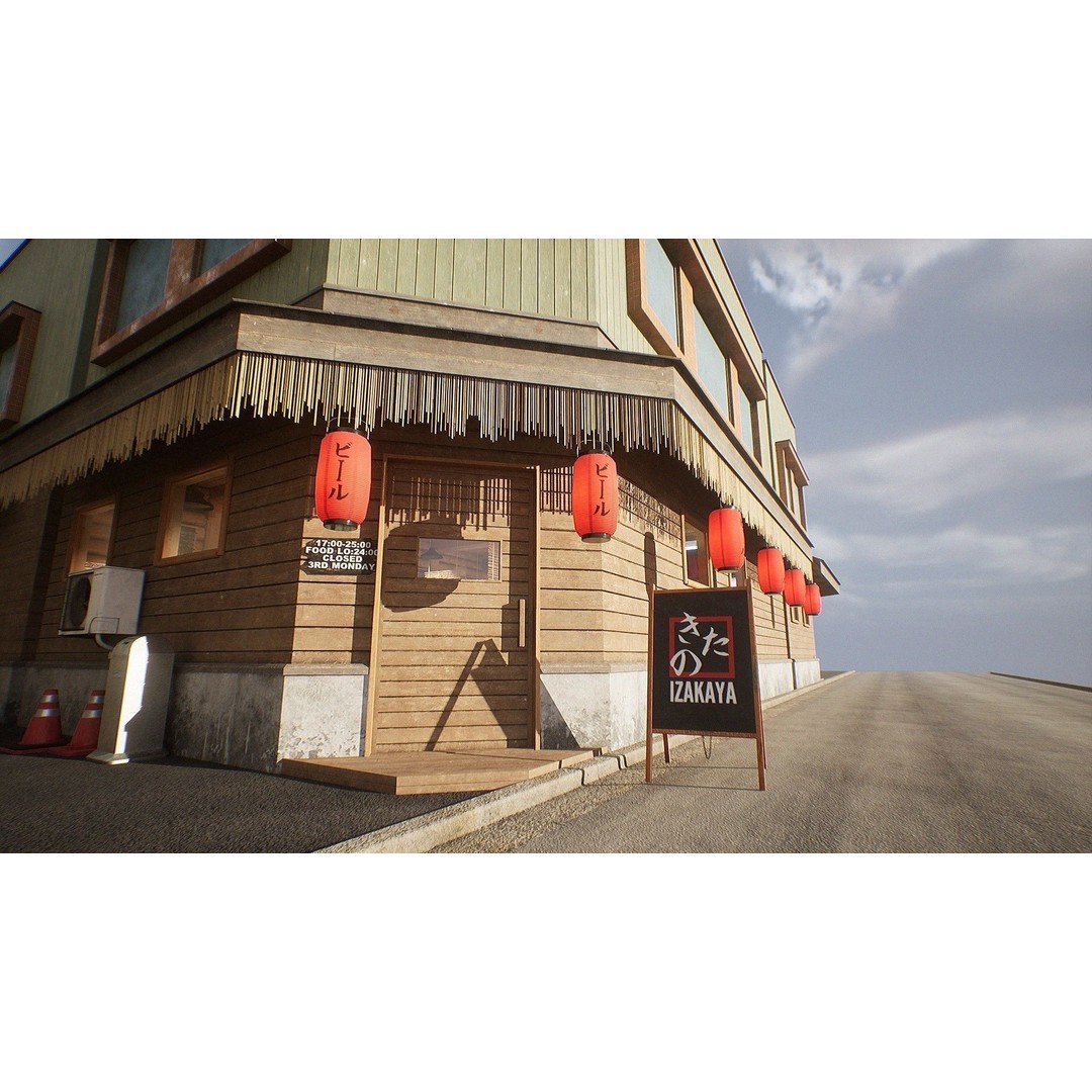 Japanese Izakaya Restaurant 3D Model – Low Poly Game Asset, PBR Textures - View 3