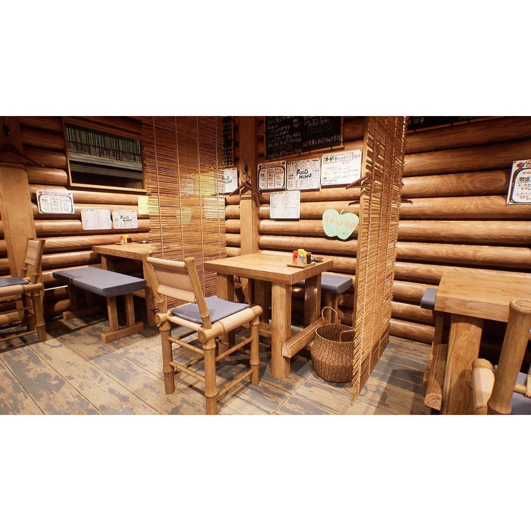 Japanese Izakaya Restaurant 3D Model – Low Poly Game Asset, PBR Textures - View 7