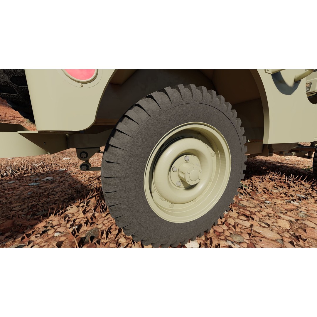 WW2 Jeep 3D Model – Detailed Military Vehicle with Trailer, FBX - View 28