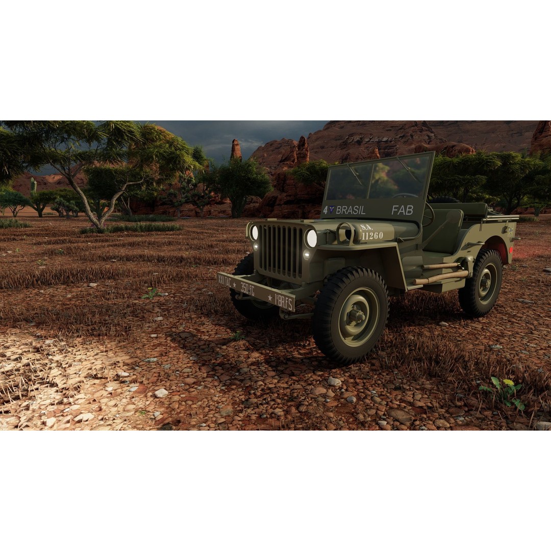 WW2 Jeep 3D Model – Detailed Military Vehicle with Trailer, FBX - View 39