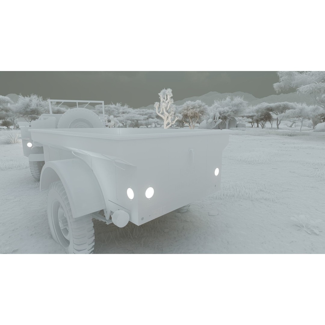 WW2 Jeep 3D Model – Detailed Military Vehicle with Trailer, FBX - View 47