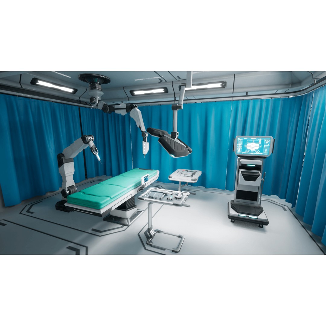Sci-Fi Hospital Room Props 3D Model – Low Poly Medical Asset, FBX - View 4