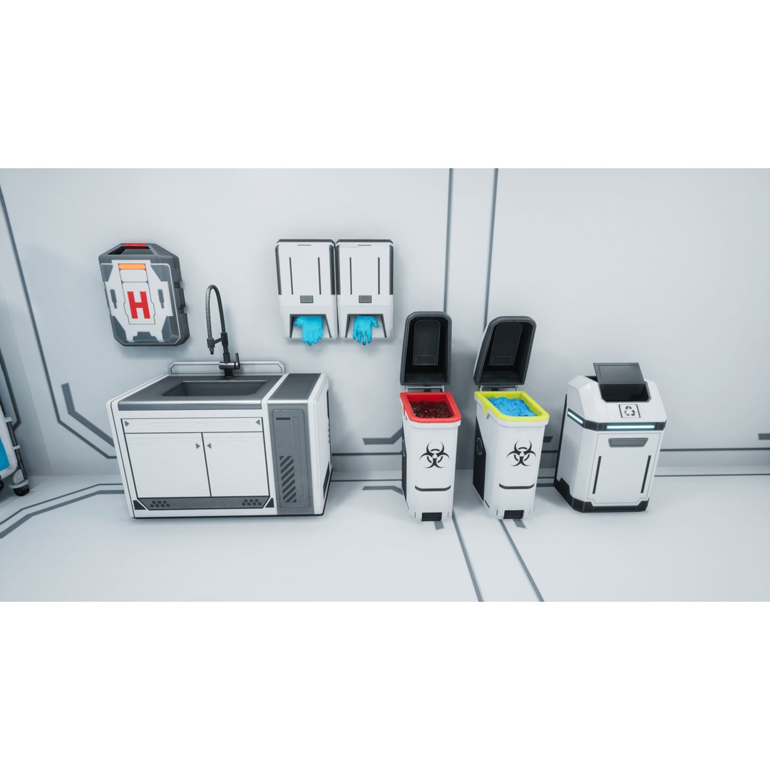 Sci-Fi Hospital Room Props 3D Model – Low Poly Medical Asset, FBX - View 6