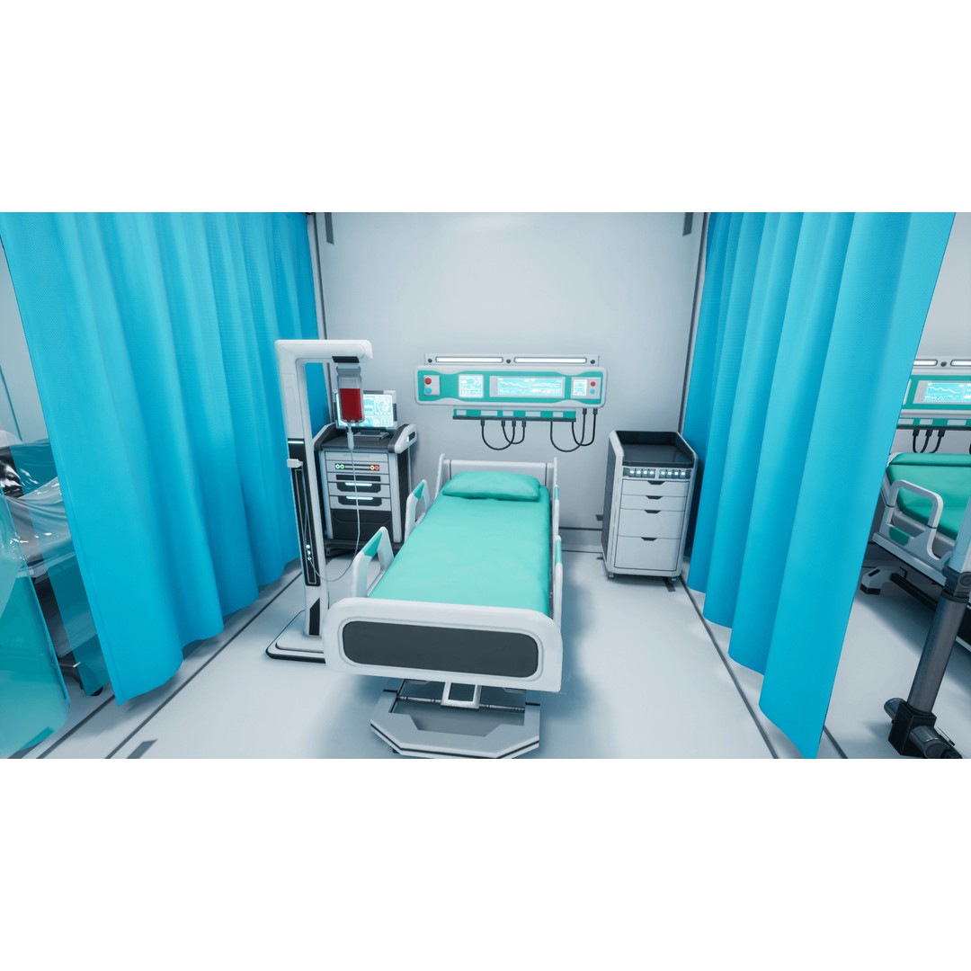 Sci-Fi Hospital Room Props 3D Model – Low Poly Medical Asset, FBX - View 9