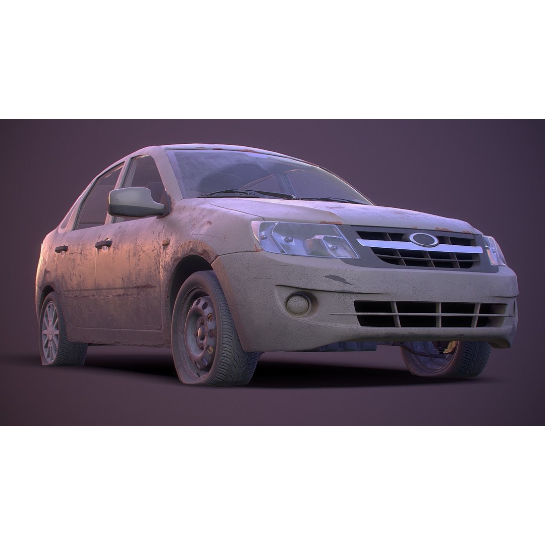 Retro Sedan Car 3D Model – Low Poly PBR Vehicle with Interior, FBX - View 10