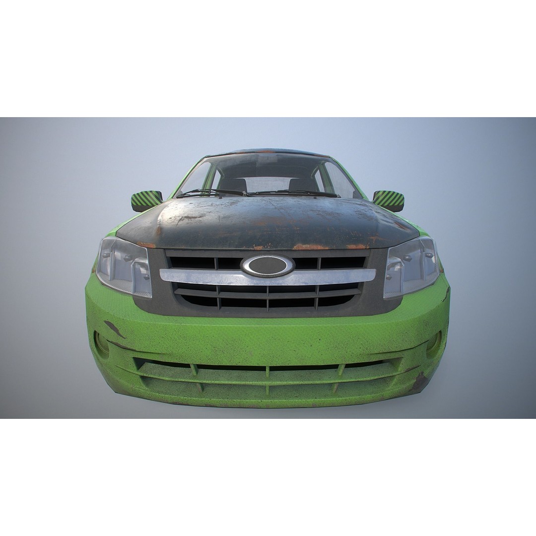 Retro Sedan Car 3D Model – Low Poly PBR Vehicle with Interior, FBX - View 11