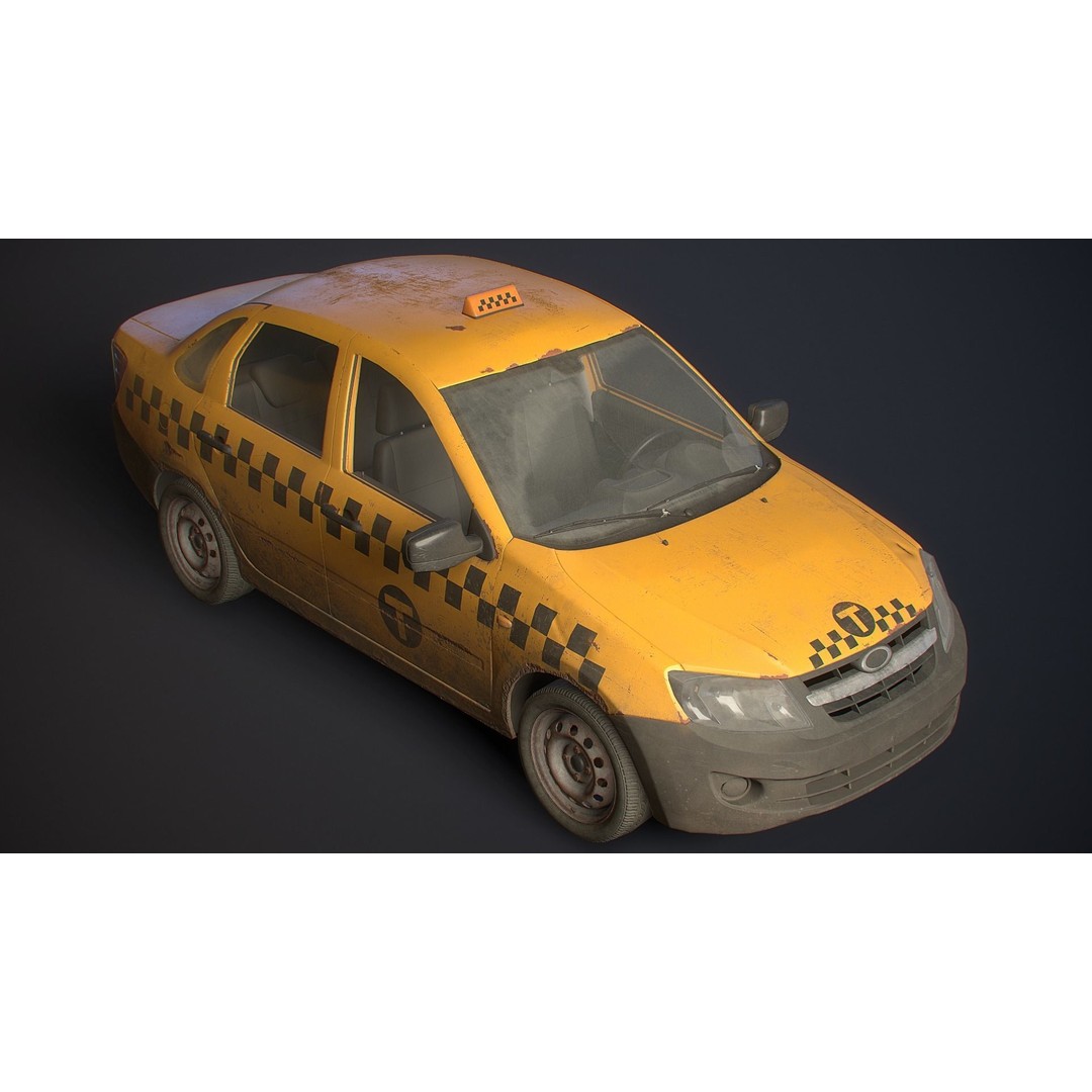 Retro Sedan Car 3D Model – Low Poly PBR Vehicle with Interior, FBX - View 12