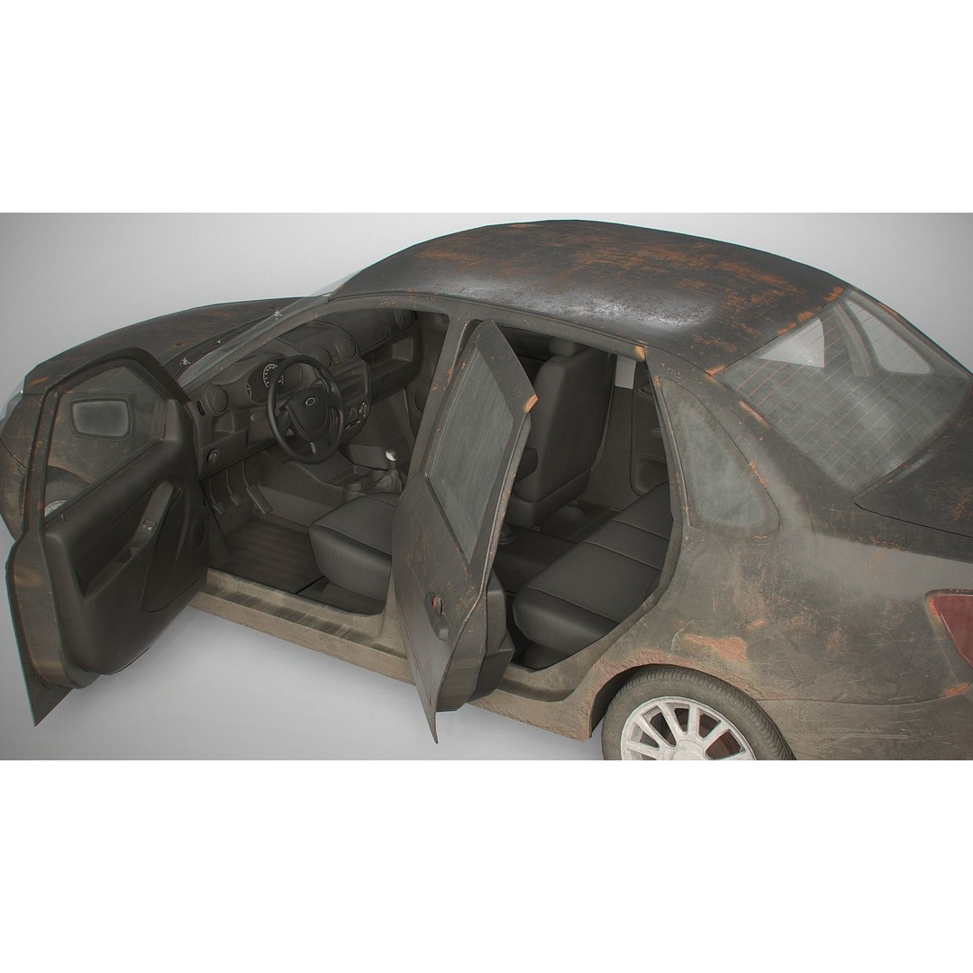 Retro Sedan Car 3D Model – Low Poly PBR Vehicle with Interior, FBX - View 15