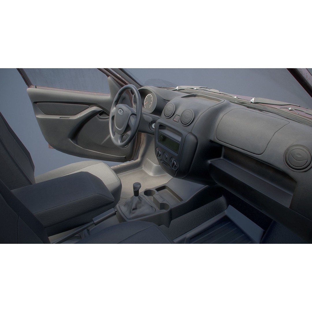 Retro Sedan Car 3D Model – Low Poly PBR Vehicle with Interior, FBX - View 18