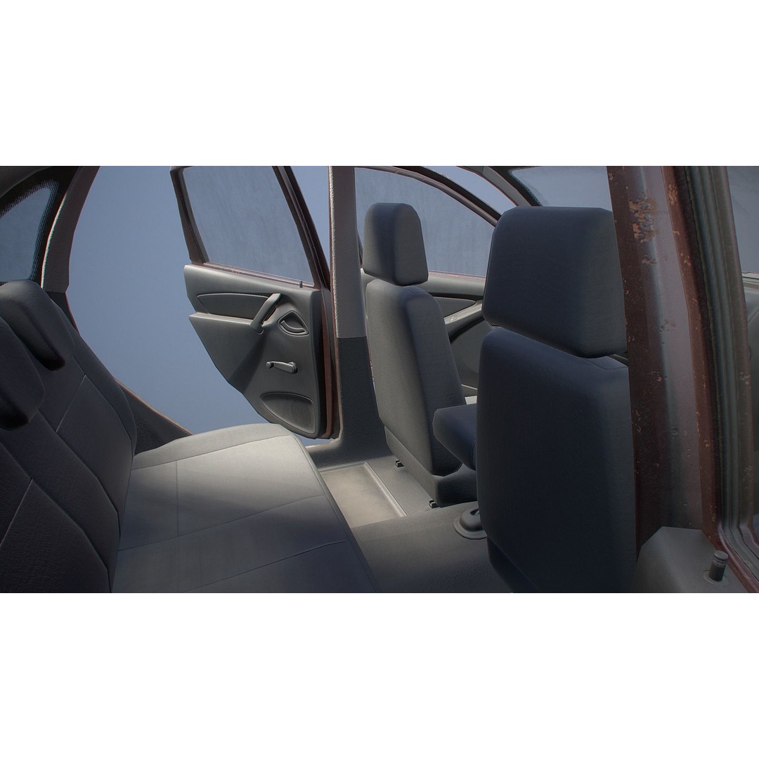Retro Sedan Car 3D Model – Low Poly PBR Vehicle with Interior, FBX - View 19