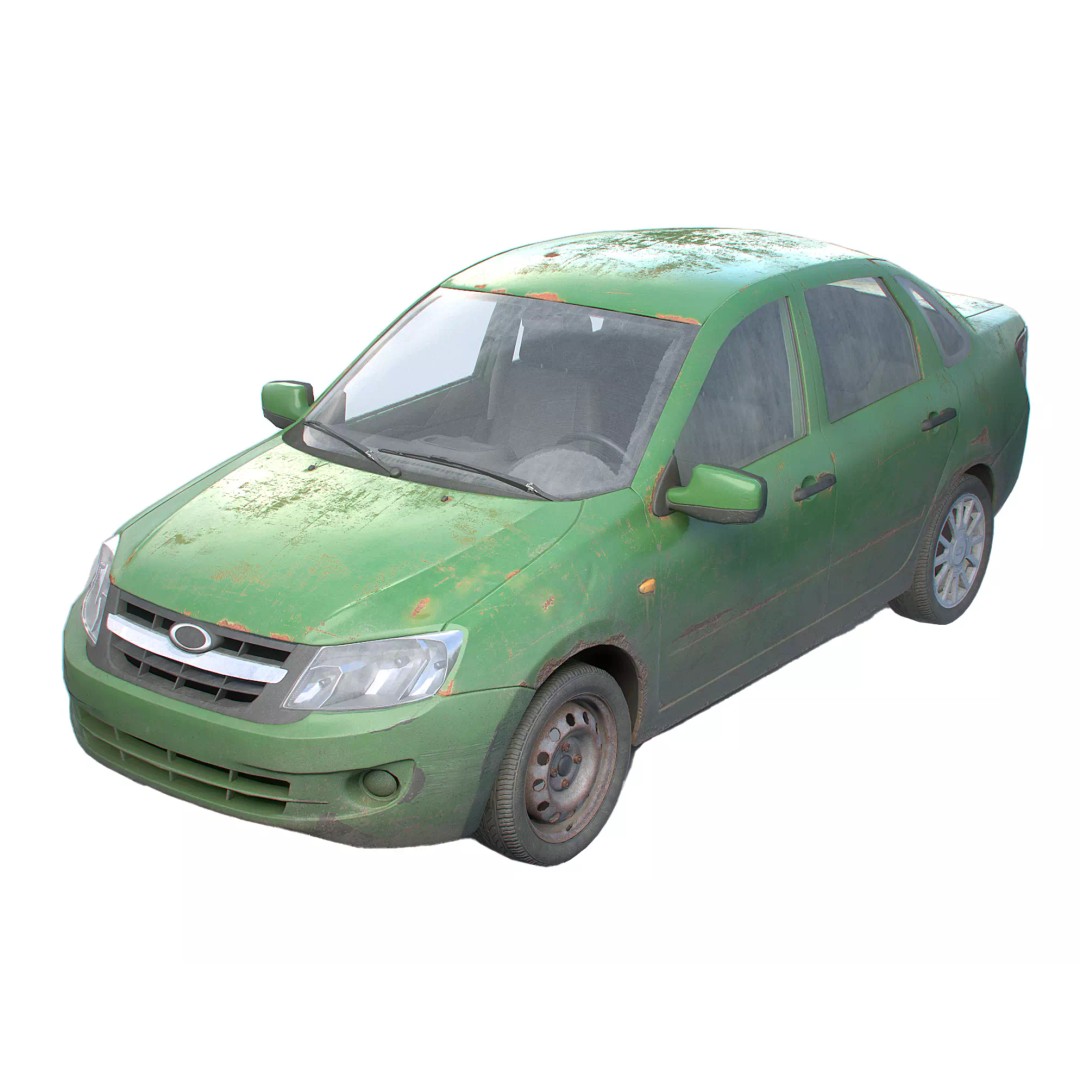 Retro Sedan Car 3D Model – Low Poly PBR Vehicle with Interior, FBX - View 2