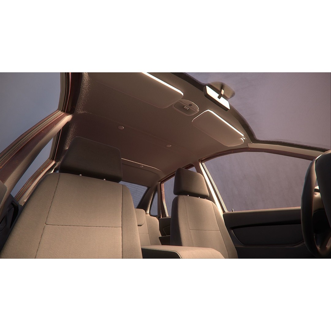 Retro Sedan Car 3D Model – Low Poly PBR Vehicle with Interior, FBX - View 20