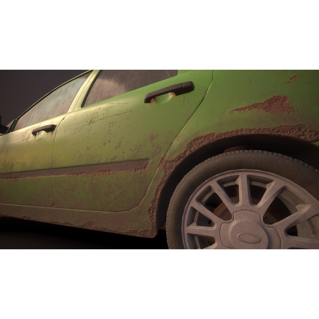 Retro Sedan Car 3D Model – Low Poly PBR Vehicle with Interior, FBX - View 24