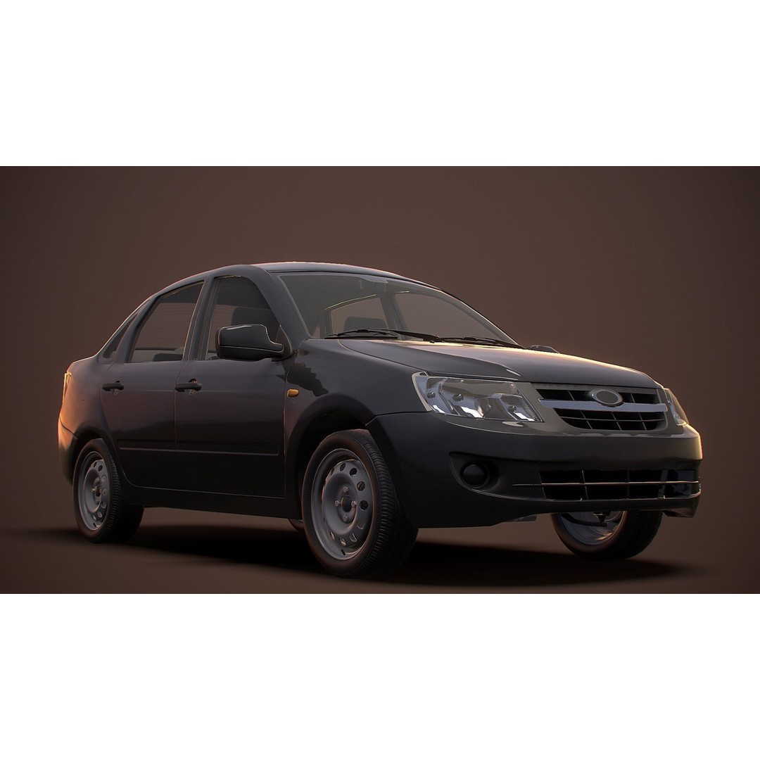 Retro Sedan Car 3D Model – Low Poly PBR Vehicle with Interior, FBX - View 27